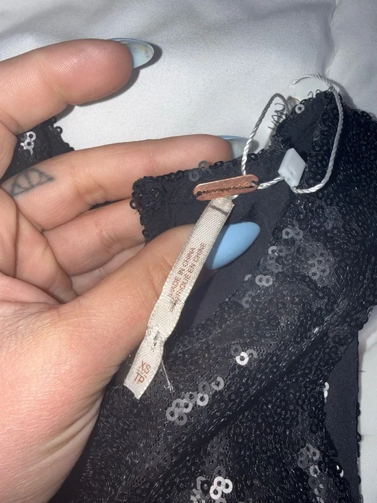 Free People Black Sequin Mini Dress - Picture 3 of 4